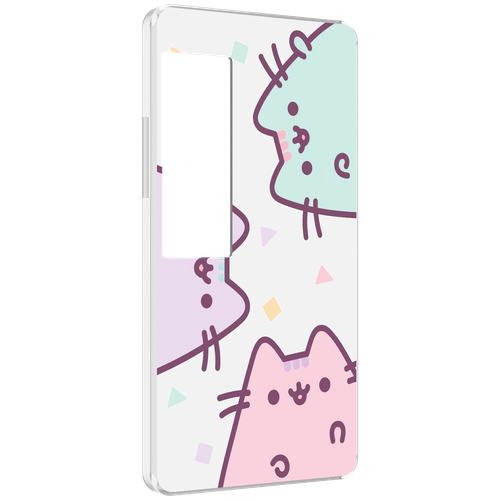 Чехол MyPads котики зеленый фиолетовый розовый женский для Meizu Pro 7 Plus задняя-панель-накладка-бампер