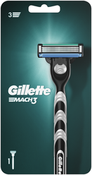 Бритвенный станок Gillette Mach3 ,серый/черный, сменные кассеты 1 шт.