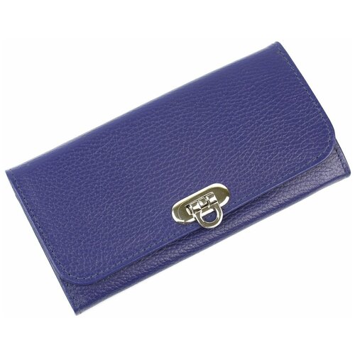 фото Кошелек женский из натуральной кожи, маленький бумажник для денег, портмоне на каждый день синий 01-пр403л-105 кроко