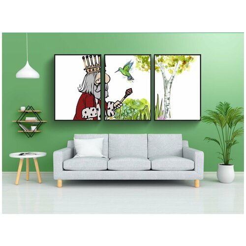 фото Набор модулных постеров для интерьера "король, ходьба, сад" 60x90 см. в тубусе, без рамки lotsprints