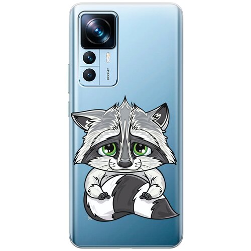 Силиконовый чехол с принтом Sad Raccoon для Xiaomi 12T / 12T Pro / Сяоми 12Т / 12Т Про