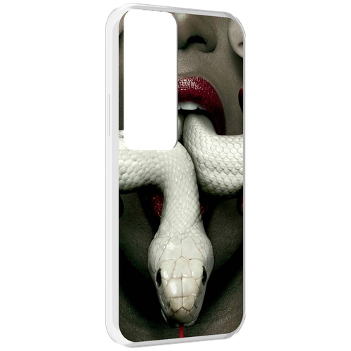 Чехол MyPads белая-змея для Tecno Pova Neo 2 задняя-панель-накладка-бампер