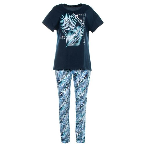 фото Комплект женский домашний (футболка и брюки), цвет синий, размер 60 нет бренда