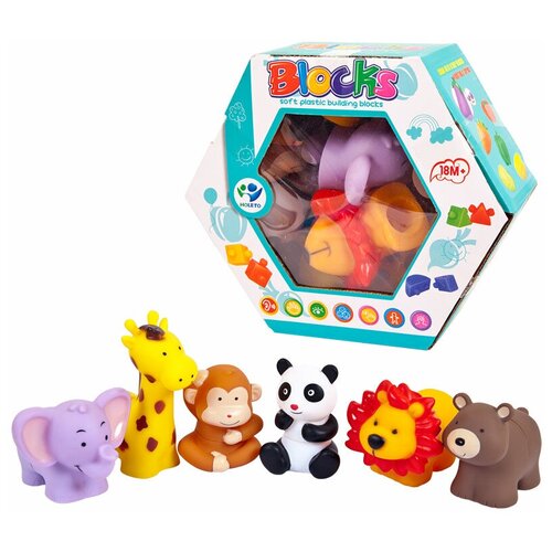фото Игрушка для малышей. фигурки животных винил, пазлы, 6 шт в наборе 21х18х7,5 см junfa toys