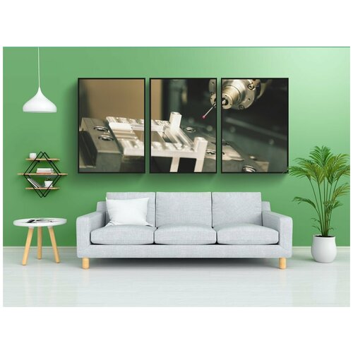 фото Набор модулных постеров для интерьера "фрезерование, фрезерный станок, чпу" 60x90 см. в тубусе, без рамки lotsprints