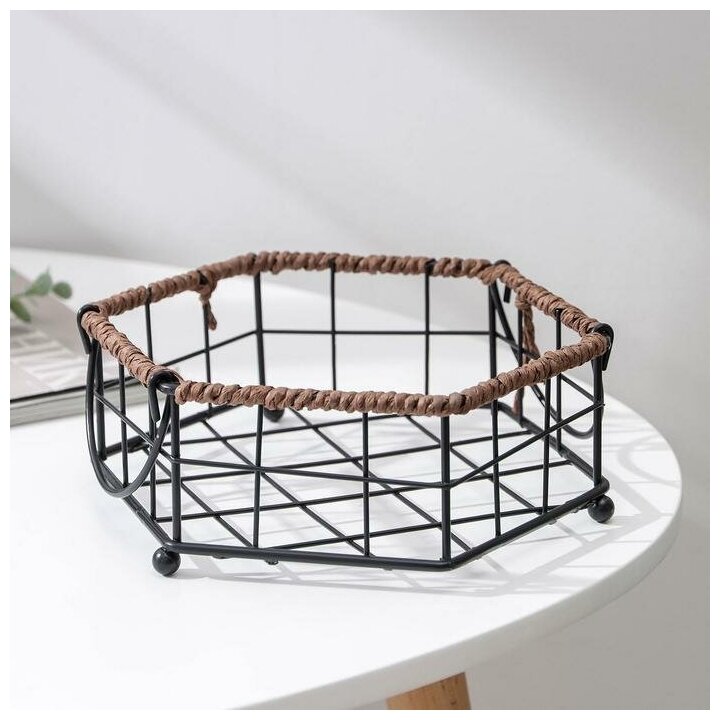 фото Корзинка универсальная для храненения мелочей, органайзер для вещей 17,5х20х7,5 см, цвет черный