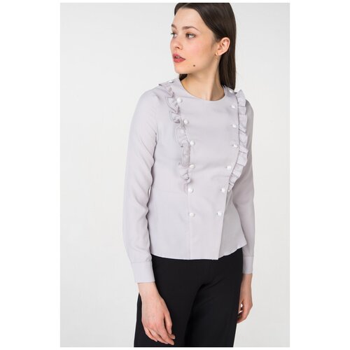 Блузка с длинными рукавами и оборками 180880-8650 Серый 42