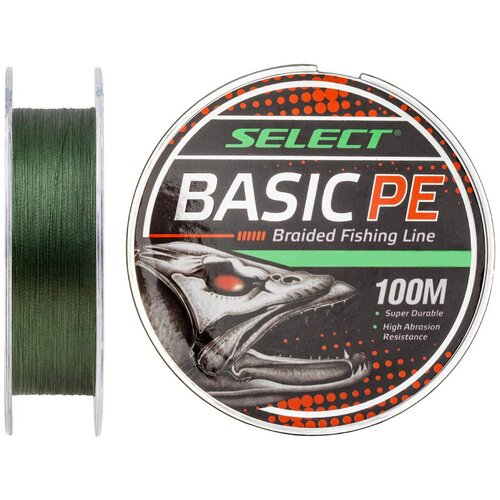 Шнур Select Basic PE 4x 100m (тёмно-зелёный) 0.16mm 18LB/8.3kg