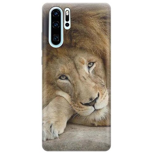 фото Ультратонкий силиконовый чехол-накладка для huawei p30 pro с принтом "спокойный лев" gosso