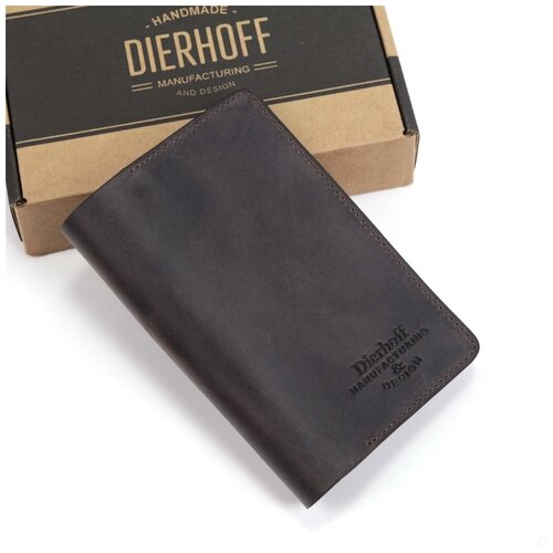 Обложка для паспорта Dierhoff, натуральная кожа, подарочная упаковка, коричневый