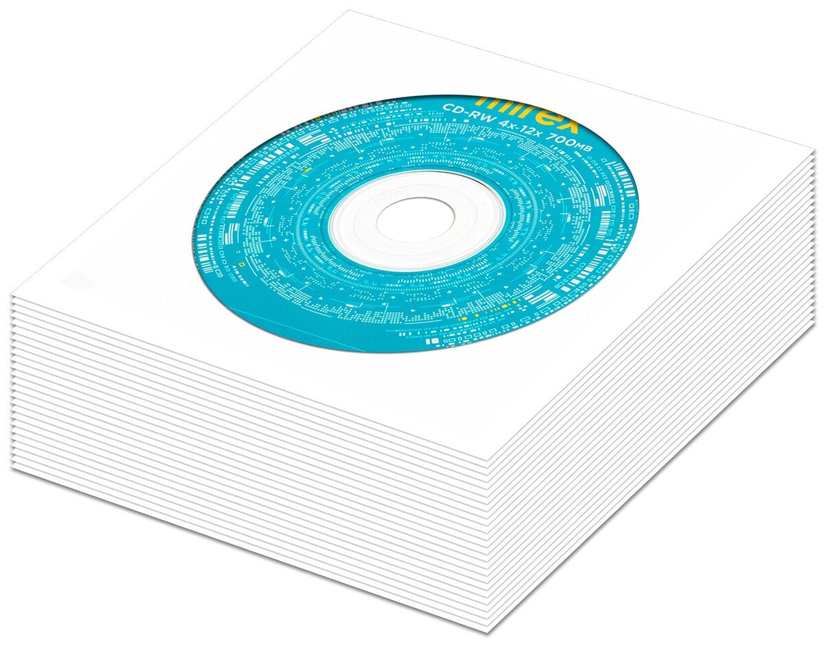 Перезаписываемый диск CD-RW 700Mb 12x Mirex в бумажном конверте с окном, 25 шт.