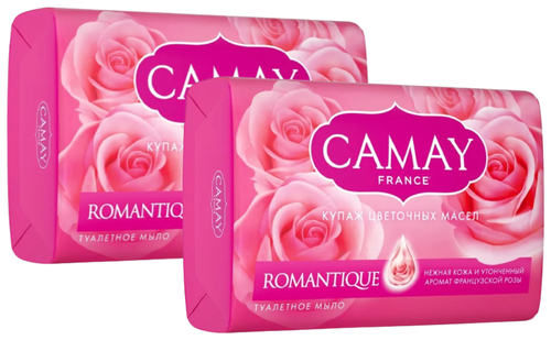 Camay Мыло кусковое Romantique роза, 2 уп., 85 г