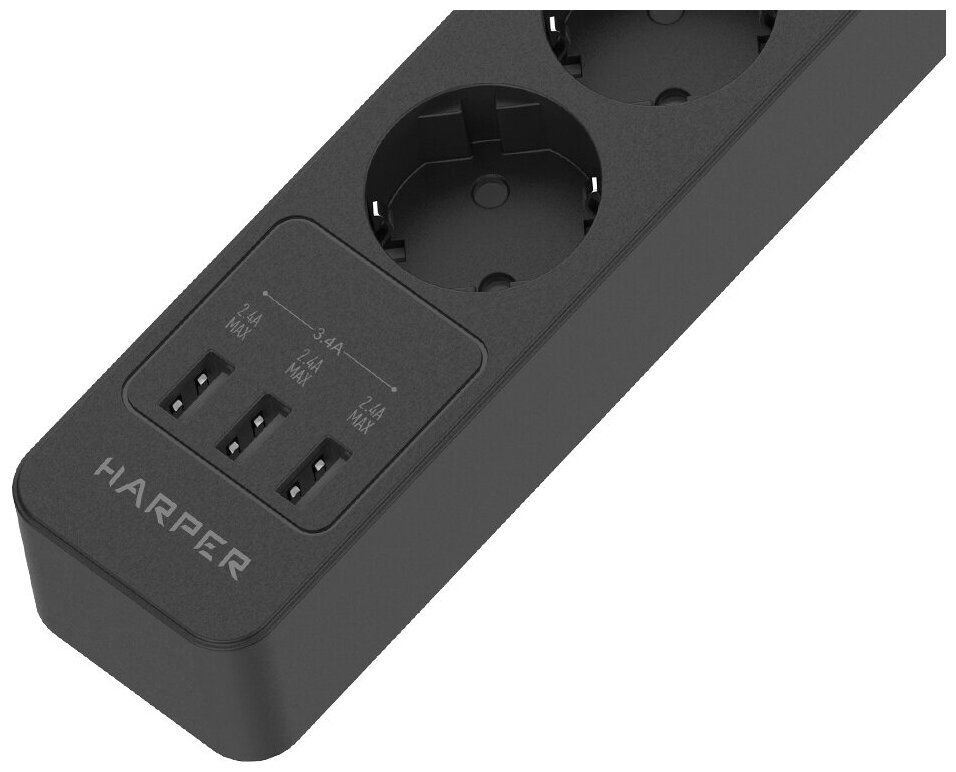 Сетевой фильтр с USB зарядкой HARPER UCH-550 Черный