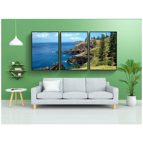 фото Набор модулных постеров для интерьера "морской берег, береговая линия, живописный" 60x90 см. в тубусе, без рамки lotsprints