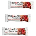 Ironman 18% Protein bar без сахара (Клубника с ромом) 3х50г / Протеиновый батончик для похудения и набора мышечной массы женщин и мужчин - изображение