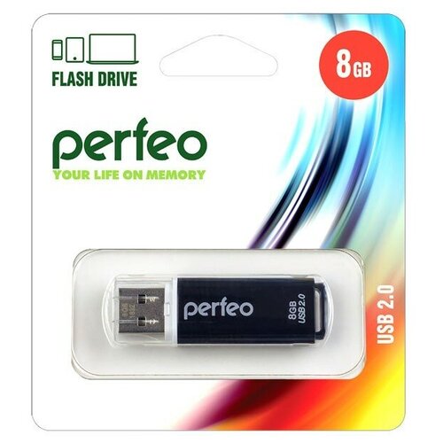 USB Flash PERFEO PF-C13B008 USB 8GB черный BL1 беспроводная клавиатура perfeo pf 8006 compact черный