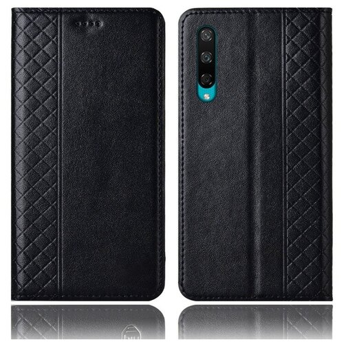 фото Чехол-книжка mypads premium для honor 20 из качественной импортной натуральной кожи с элегантной стеганой прошивкой премиум-класса и магнитной крышкой черный