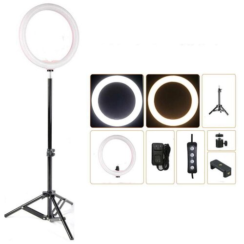 фото Кольцевая светодиодная лампа led filling lamp 12" ring fill light, диаметром 30см со штативом 2 м. action-mag