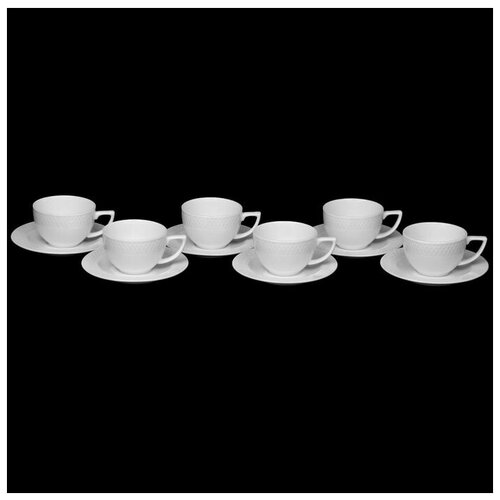 Набор чайный «Юлия Высоцкая», на 6 персон, 12 предметов: 6 чашек 240 мл, 6 блюдец, цвет белый
