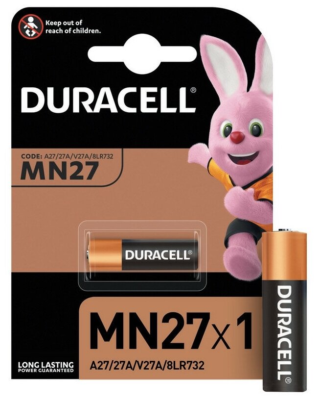 Duracell Батарейка алкалиновая A27 MN27 для пультов сигнализаций 12v (блистер 1 шт.)