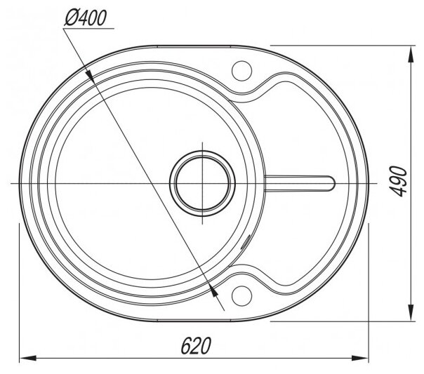 Мойка для кухни врезная каменная Dr. Gans БЕРТА-620, цвет терра, с крылом, овальная, 620х490х217 мм - фотография № 10