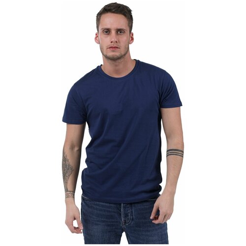 фото Мужская футболка sergio dallini с коротким рукавом и круглым вырезом sdt750-4-m navy-синий
