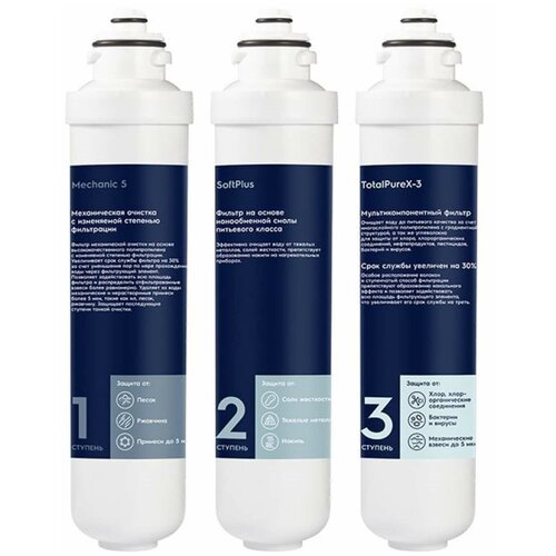 Комплект картриджей Electrolux iS TotalPureX-3 Softening установка фильтрации electrolux istream totalpure x 3 softening для комплексной многоуровневой очистки воды жесткость