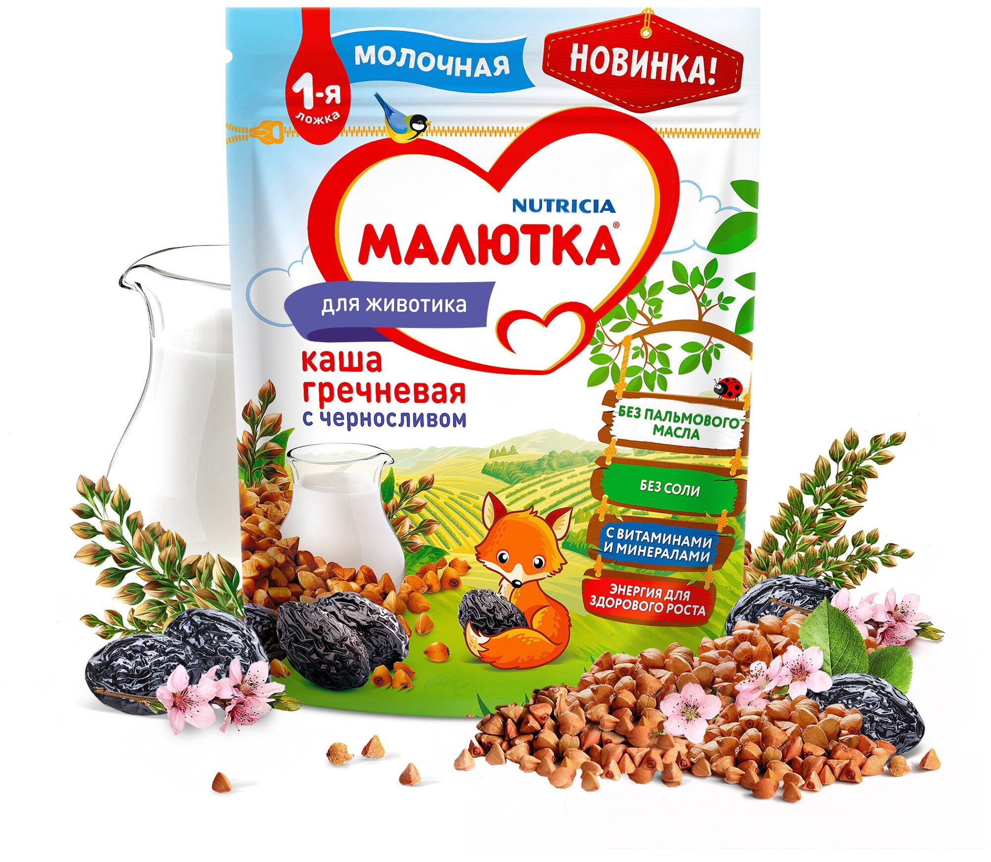 Каша молочная Малютка Гречневая с черносливом, 220 г