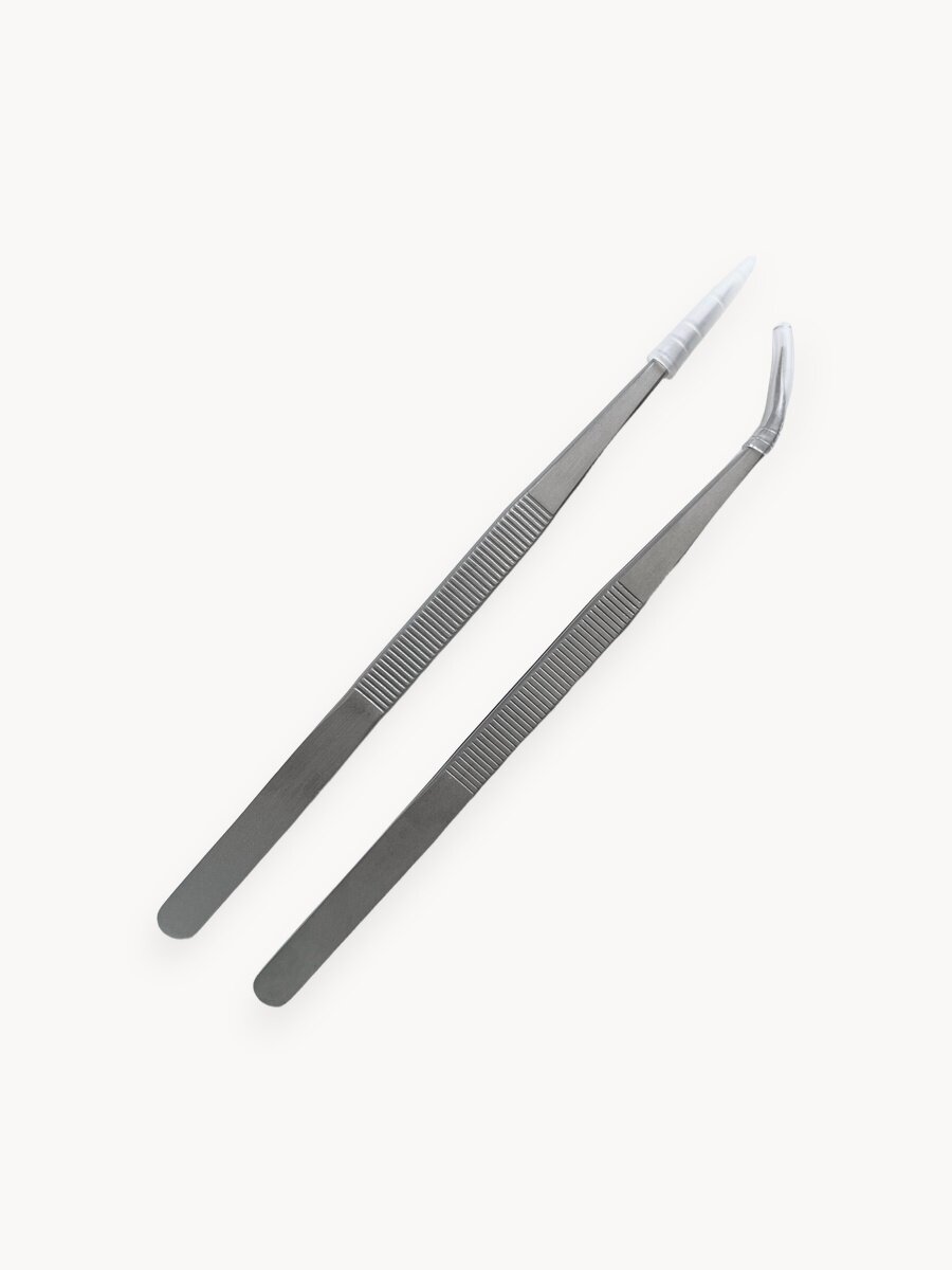 Набор пинцетов 163 мм, антимагнитные, нержавеющая сталь, прямой и изогнутый