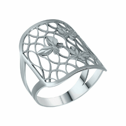 Кольцо АЛЬФА-КАРАТ, серебро, 925 проба, родирование, размер 18, золотой