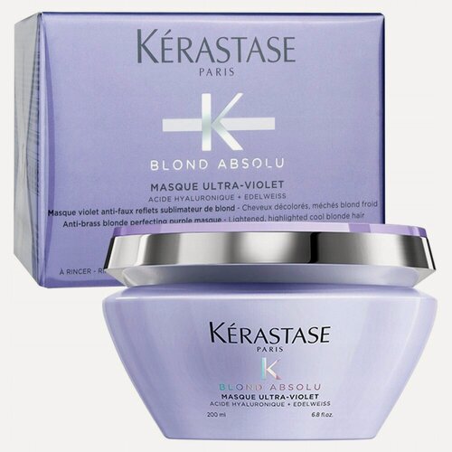 Изображение товара Kerastase Blond Absolu Ultra-Viole Питательная фиолетовая маска для волос, нейтрализующая желтые тона, 274 г, 200 мл, банка