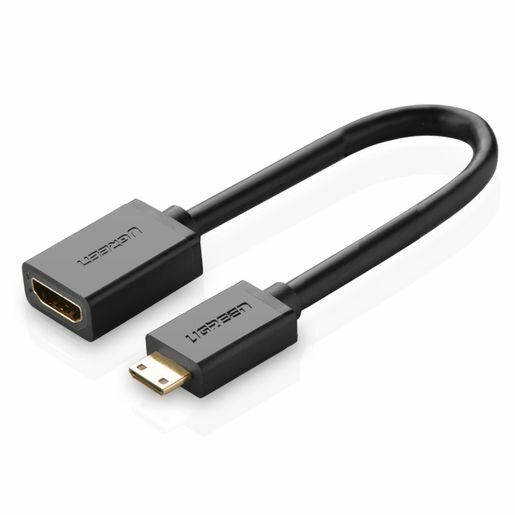 Кабель UGREEN (20137) Mini HDMI Male to HDMI Female Adapter. Длина: 22 см. Цвет: черный.