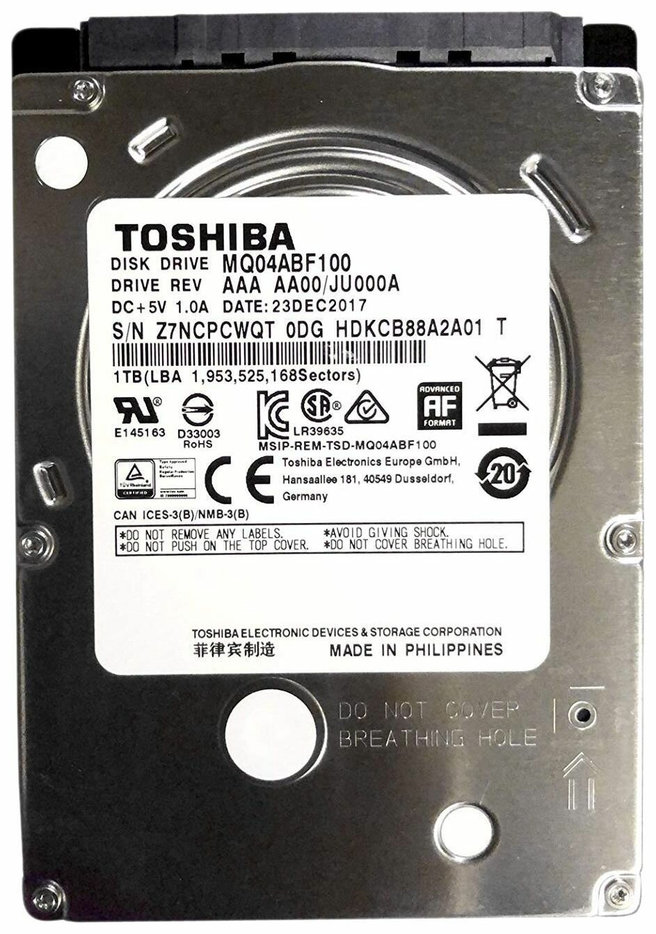 Внутренний жесткий диск Toshiba MQ04ABF100 1 Тб