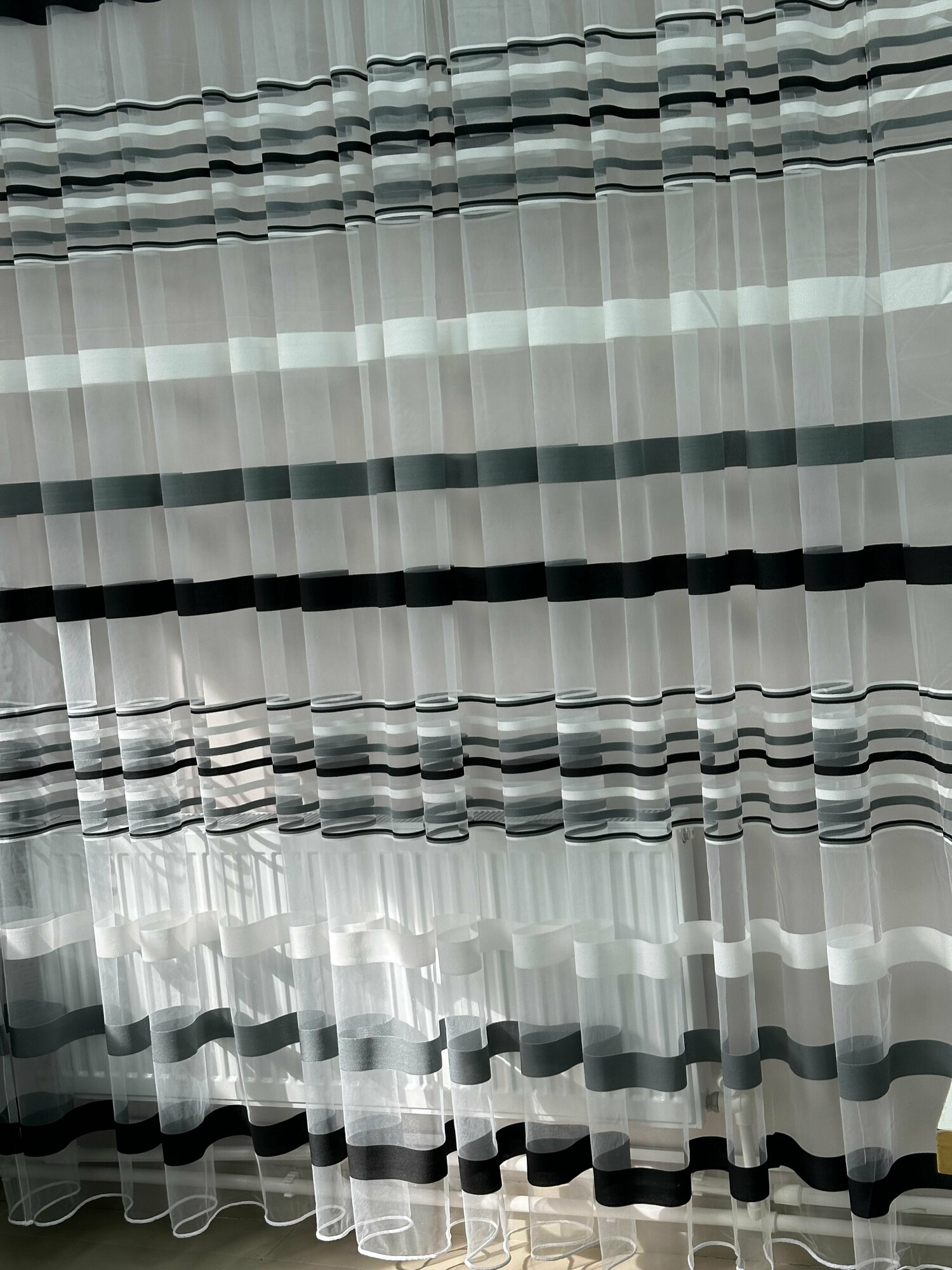 Тюль Сетка Полоски 00039 черно-серая 400*240