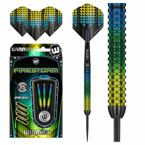 Профессиональные дротики 25гр для Дартс WINMAU FIRESTORM steeltip. 90% вольфрам.