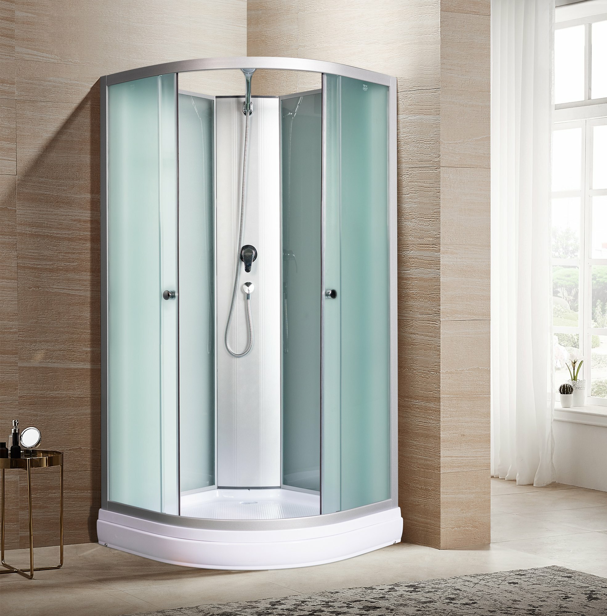 Душевая кабина River Velia 90x90 низкий поддон, четверть круга, белый