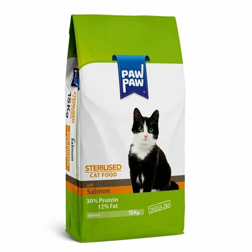 Pawpaw сухой корм для кошек Sterilised Cat Food with Salmon, 15 кг