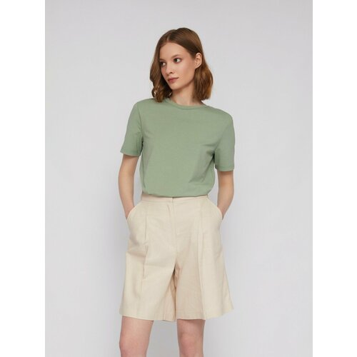 Футболка Zolla, размер XL, хаки блуза svesta повседневный стиль прямой силуэт короткий рукав флористический принт размер 56 белый зеленый