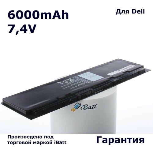 Аккумулятор iBatt 6000mAh, для 451-BBFX HJ8KP WD52H iB-A1374 iB-A1021 аккумулятор батарея для ноутбука dell latitude 12 7000 wd52h 7 4v 6000 mah