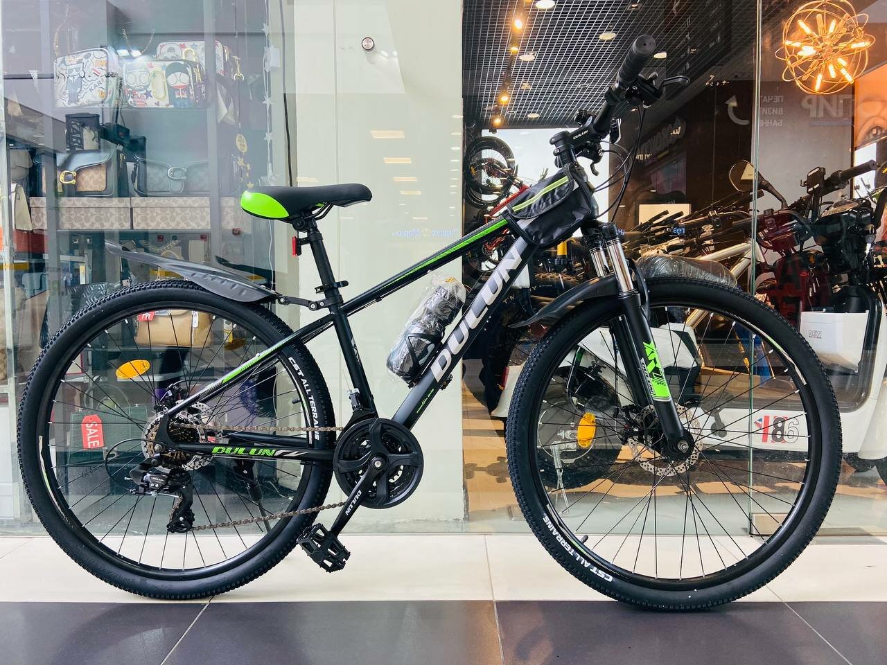 фото Велосипед горный скоростной DULUN-TANK 27.5 дюймов / взрослый, мужской и женский для прогулки / скоростной, спортивный велик черный / зеленый