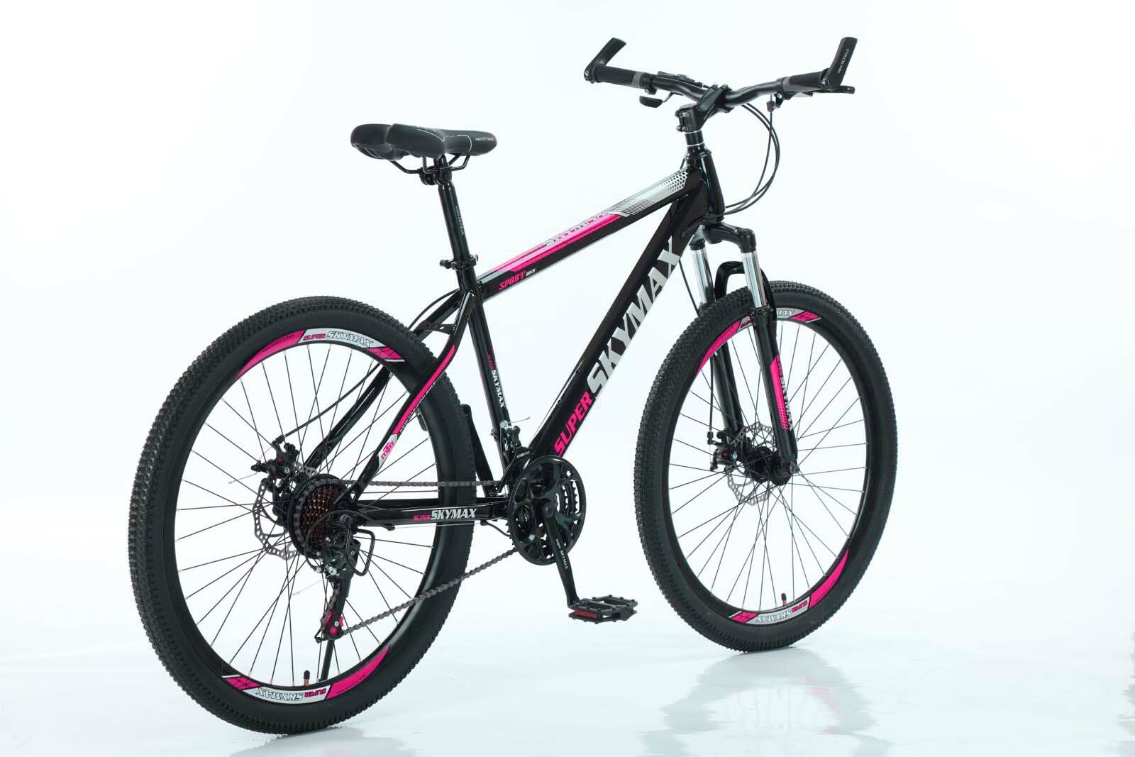 Велосипед горный 27,5" SUPER SKYMAX,21 скорость, дисковый тормоз, Shimano, амортизатор передний черно-розовый