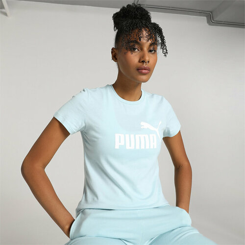 Футболка PUMA Essentials Logo Tee, размер XS, белый, голубой