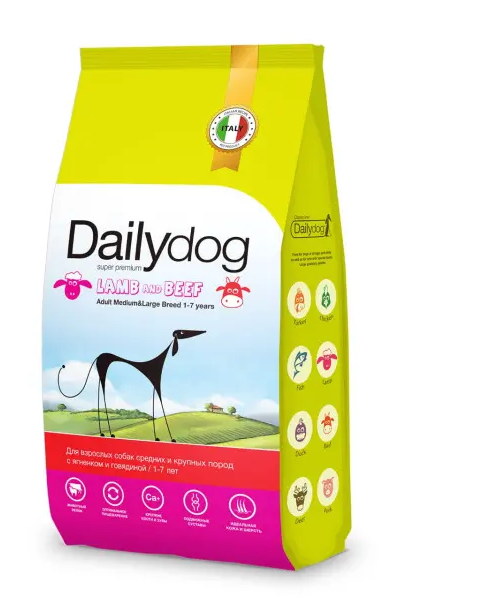 Daily Dog сухой корм для взрослых собак средних и крупных пород с ягненком и говядиной