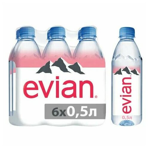 Вода минеральная питьевая Evian (Эвиан) 6 шт по 0,5 л пэт