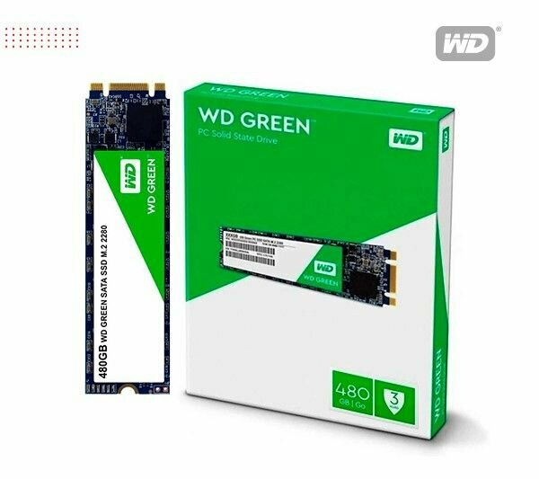 480 ГБ Внутренний SSD диск WD Green M.2 2280 SATA3 6.0 Гбит/с (WDS480G2G0B)