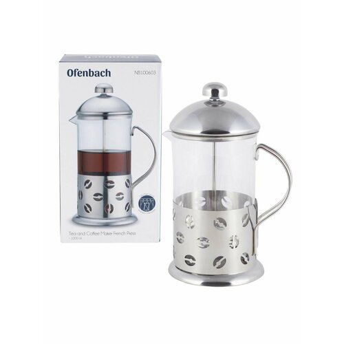 Френчпресс 1000мл нержавеющая сталь стекло 1227₽