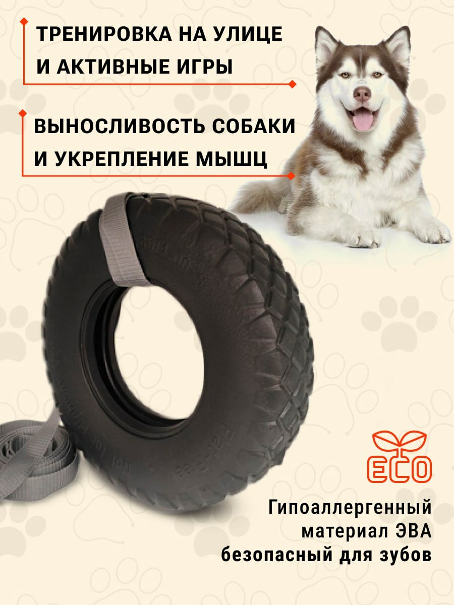 Пуллер для собак Колесник, для тренировки и игр, EVA, чёрный — фото 1