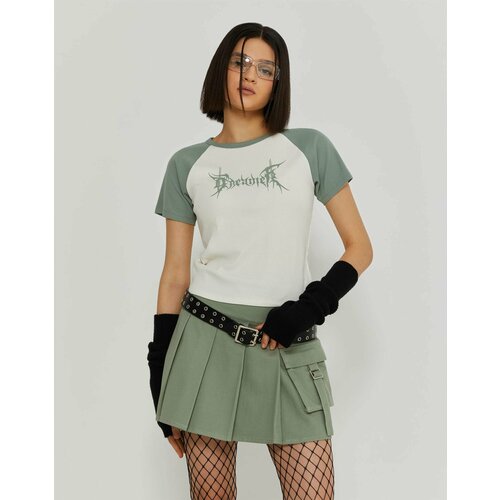 фото Футболка gloria jeans ready! steady! go!, размер 7-8л/128, молочный/хаки