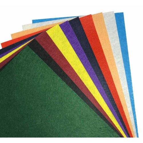 Фетр жесткий листовой набор фетра для рукоделия толщина 1 мм размер 20х30см 10 шт цвет ассорти 300₽