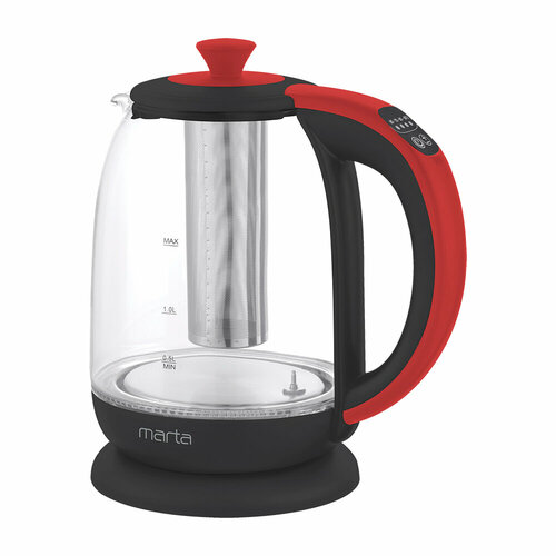 MARTA MT-4622 черныйкрасный чайник стеклянный 193700₽